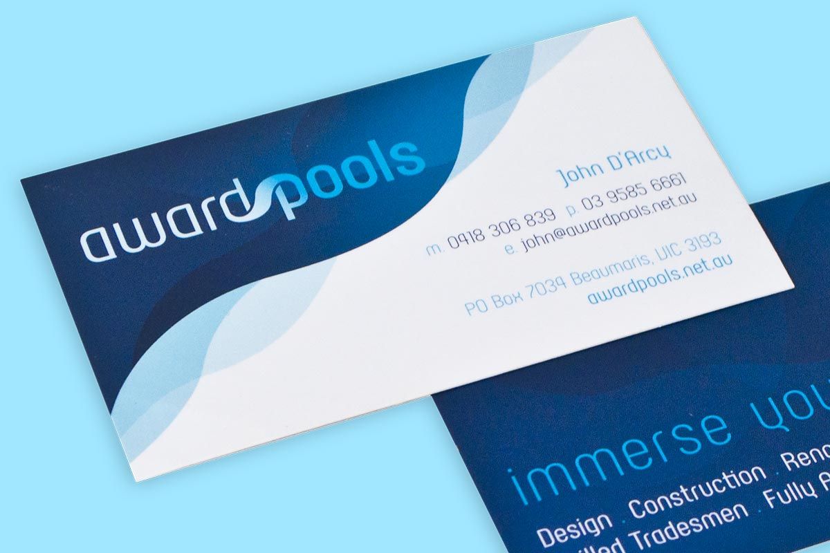 Award Pools branding business cards 