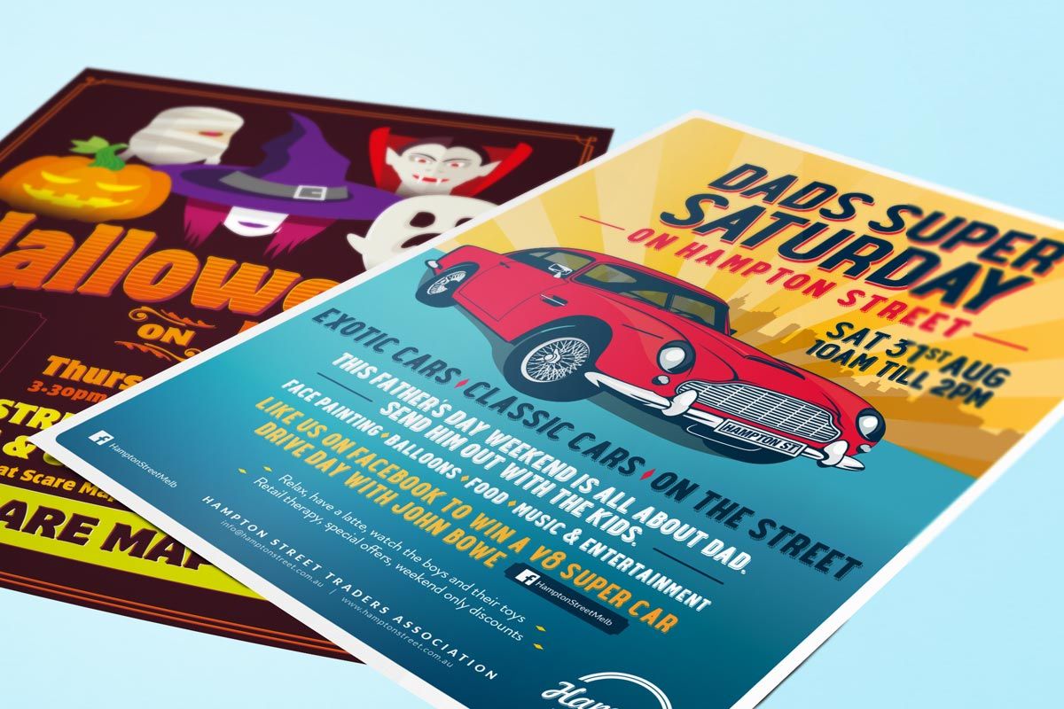 Hampton Street car show & halloween event flyers 